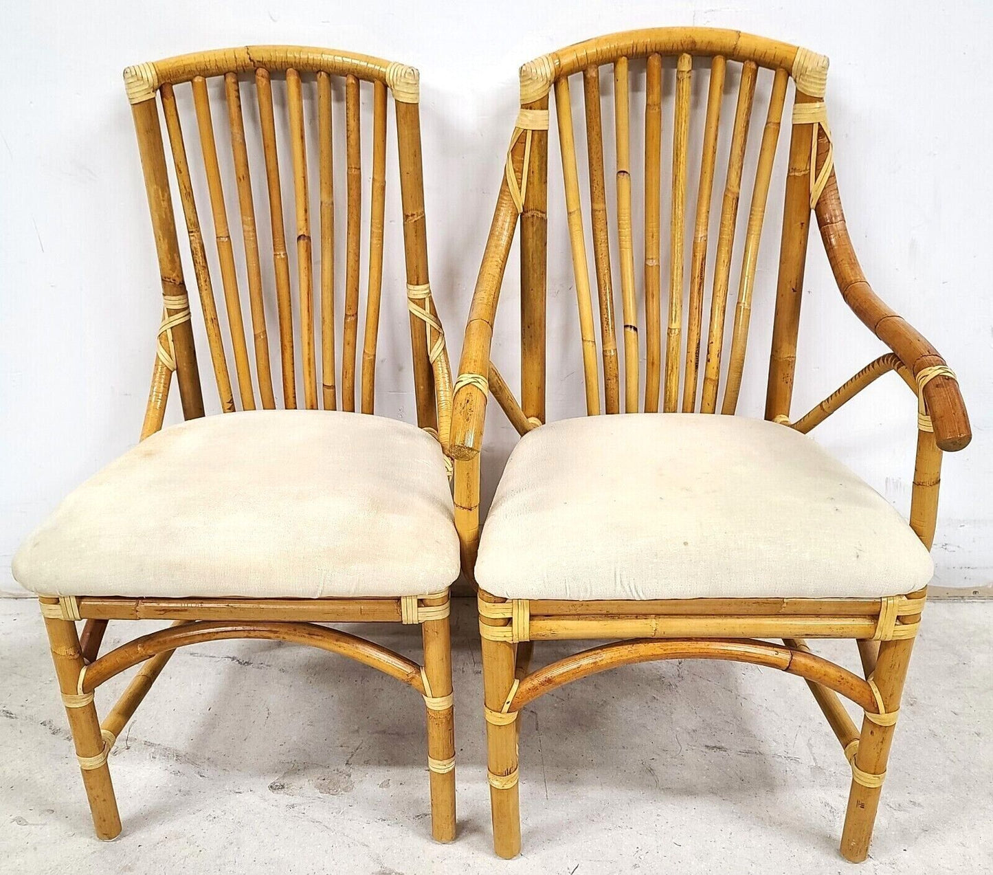Vintage 1970s Bamboo Rattan Chairs - Set of 4