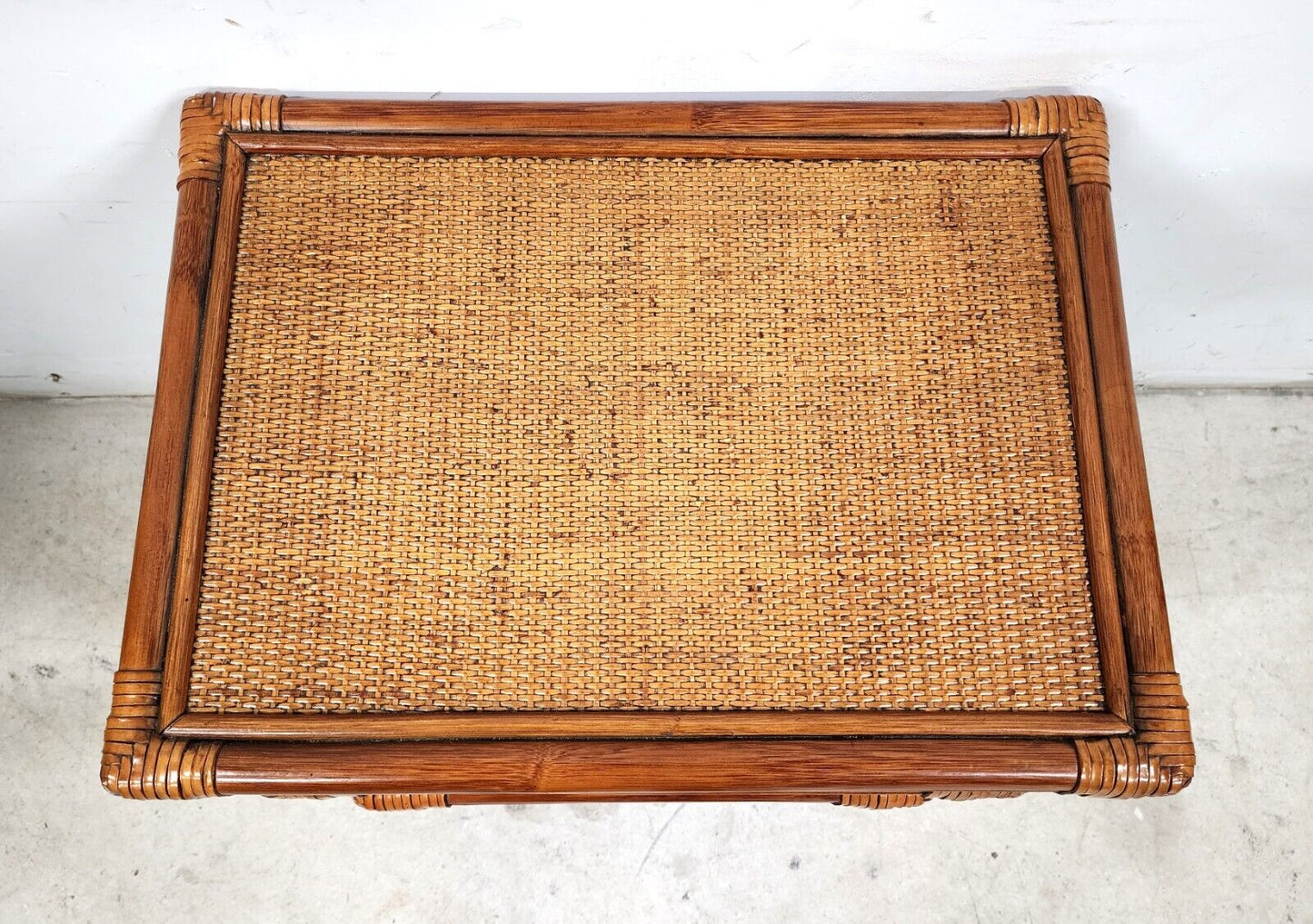 Bamboo Nesting Tables Rattan Wicker Set of 3