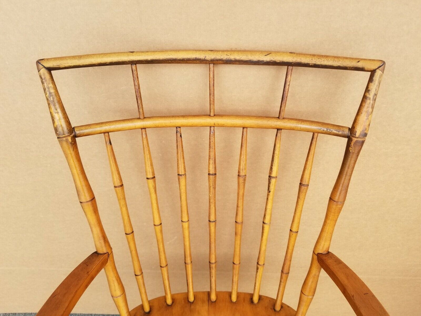 Vtg ETHAN ALLEN FAUX BAMBOO BIRDCAGE DINING ARMCHAIR