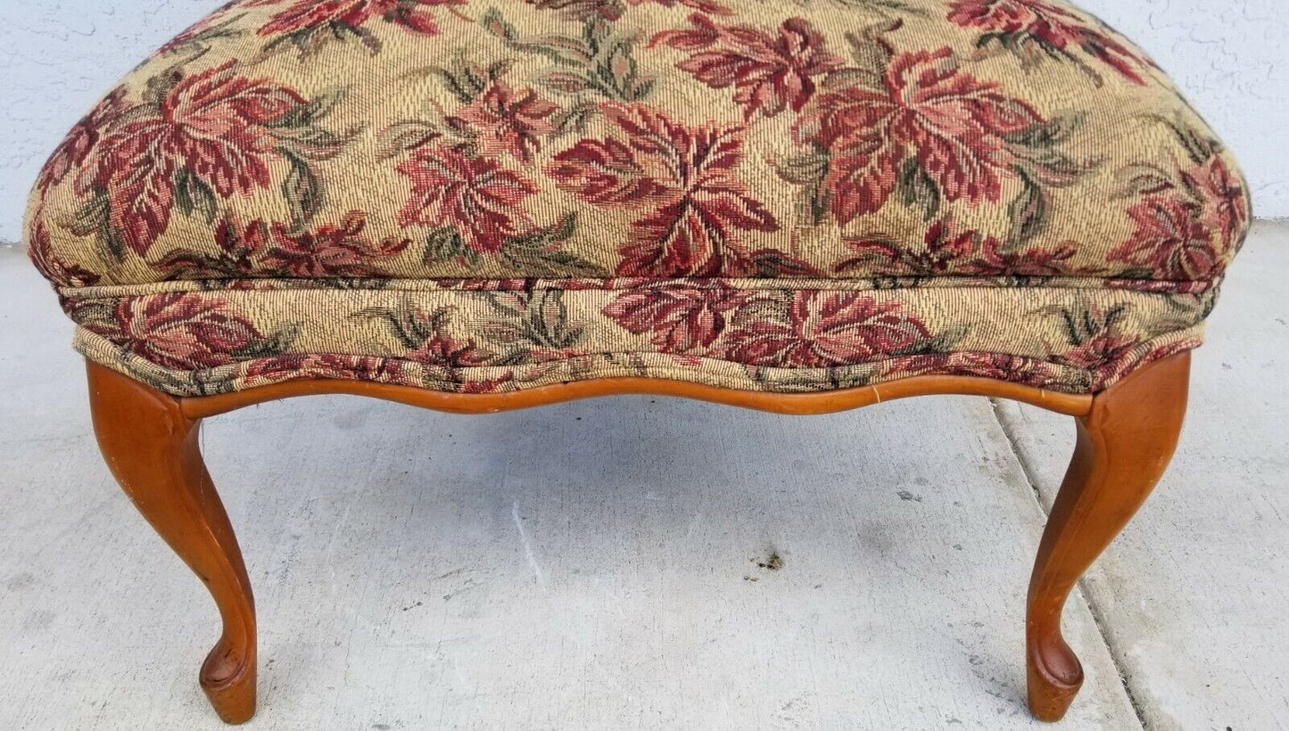 Vintage French Cabriole Tufted Slipper Chair w Tapestry Style Floral Upholstery