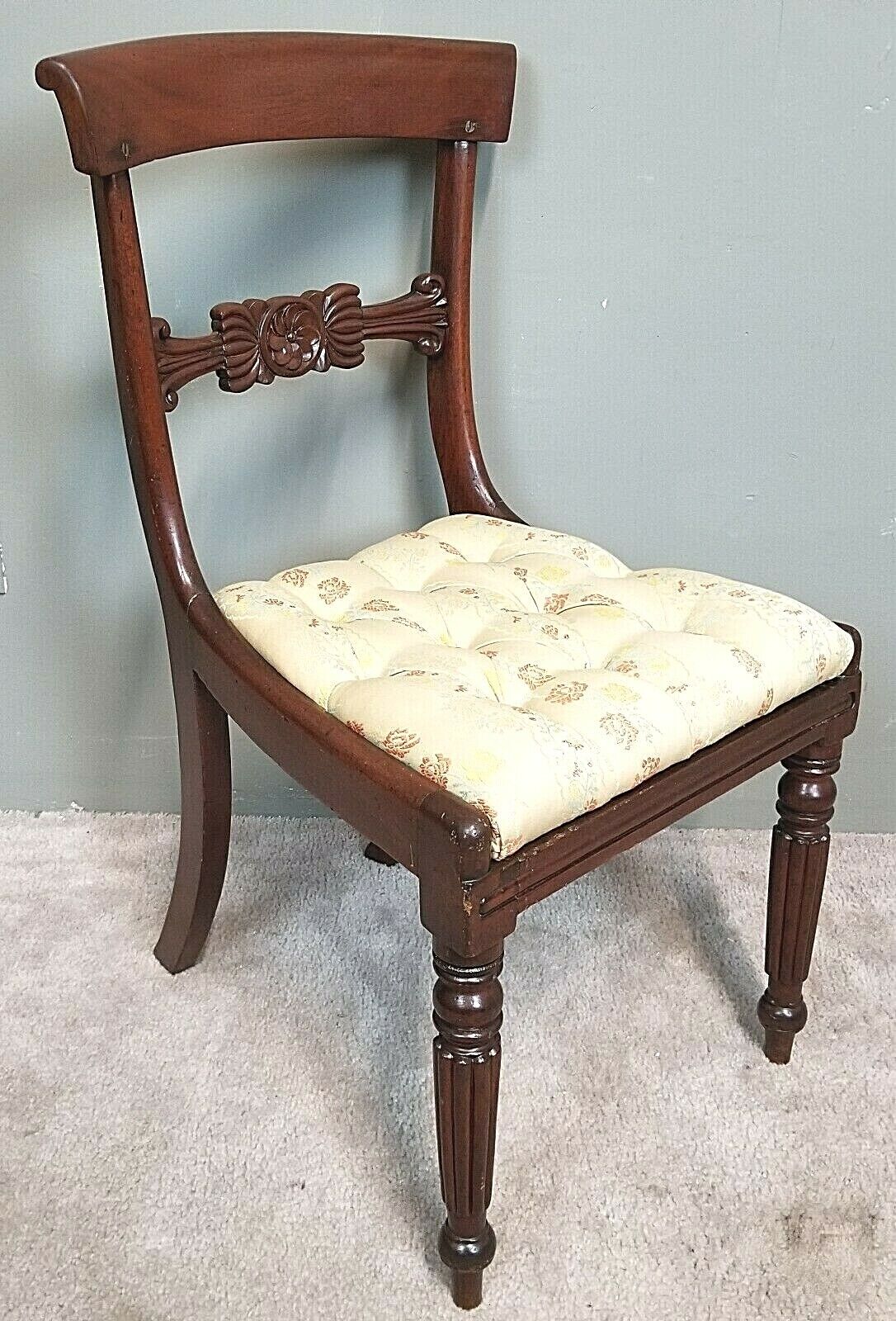 Antique 1800's George III Style Mahogany English Regency Desk Vanity Chair