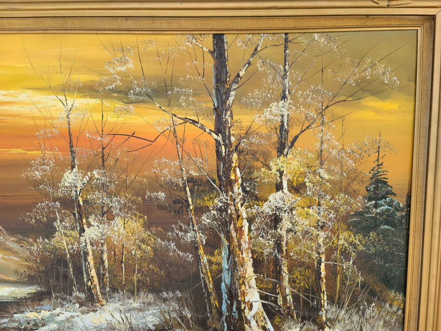 Vintage Huge 48" Original Signed G WHITMAN Landscape Oil Painting