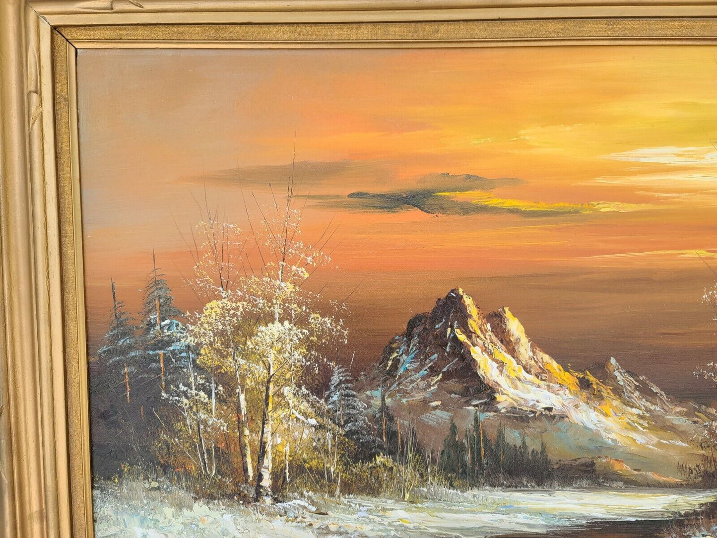 Vintage Huge 48" Original Signed G WHITMAN Landscape Oil Painting