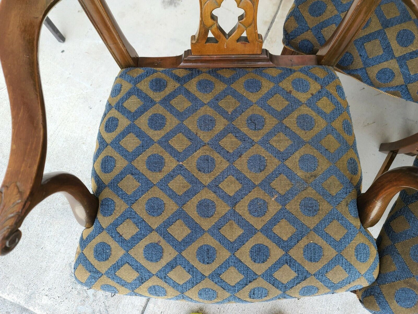 Vintage Chippendale Mahogany Dining Chairs w Carved Tassels & Drapery - Set of 6
