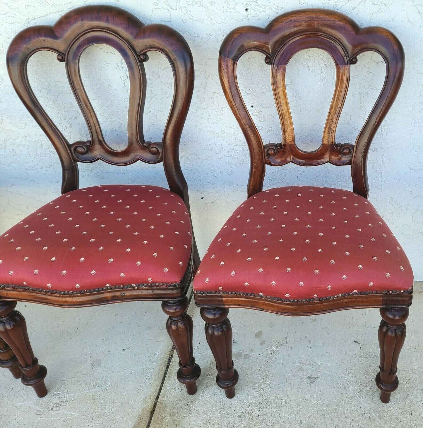 Antique English Walnut Petite Dining Chairs - Set of 4