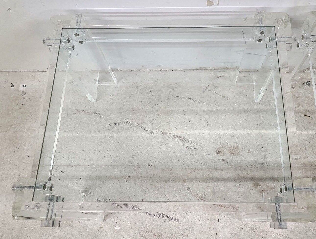 Oversized 1970s Vintage MCM Lucite Glass Side End Tables
