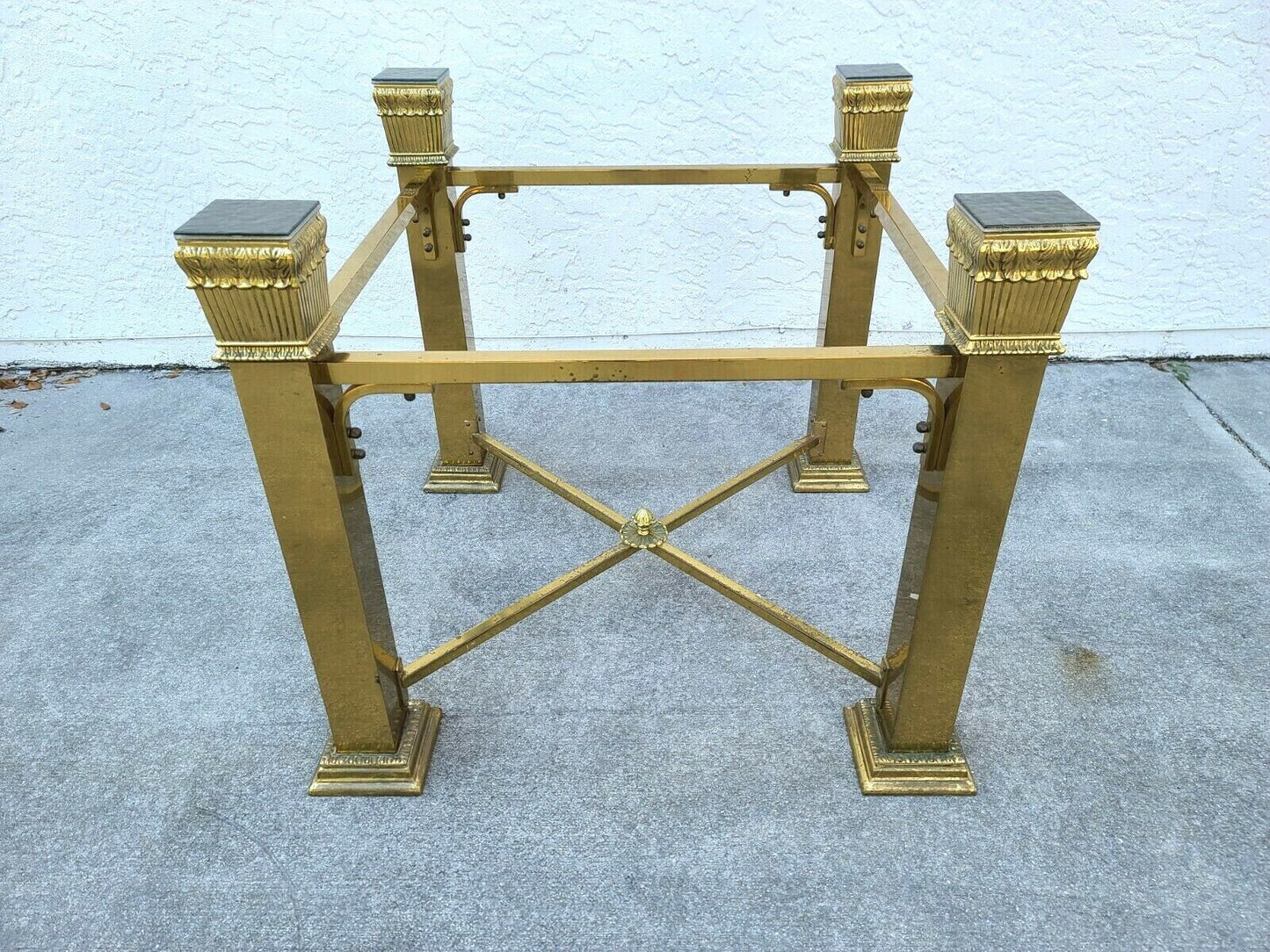Vintage Italian Brass 4 Column Dining Game Table Base