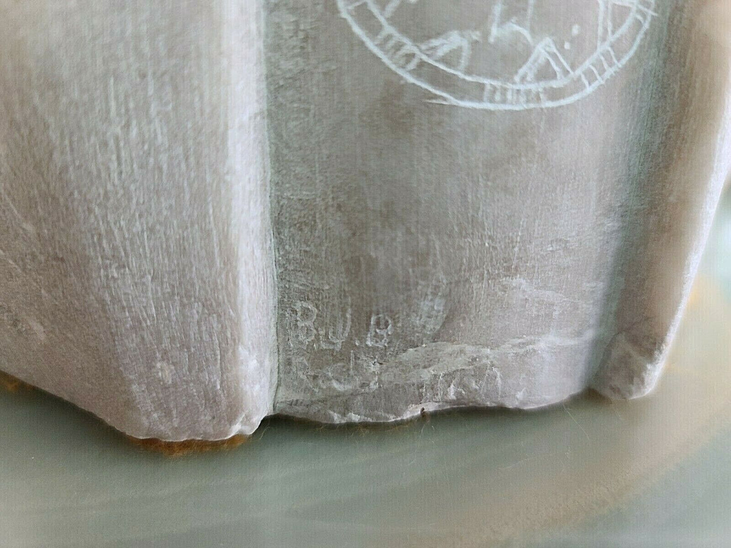 Monumental Signed Native American Alabaster Sculpture Man Woman Child Village