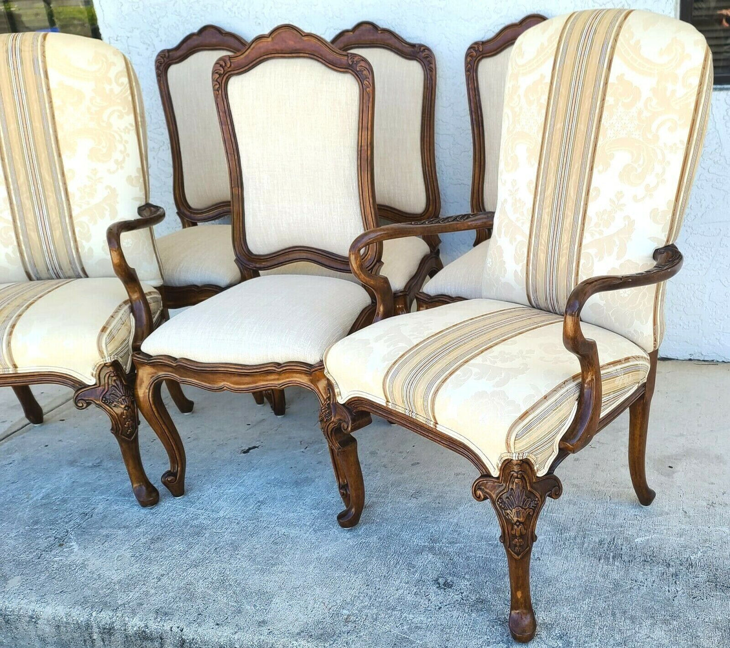 (6) French Provincial Mahogany Dining Chairs by BAU Furniture Co
