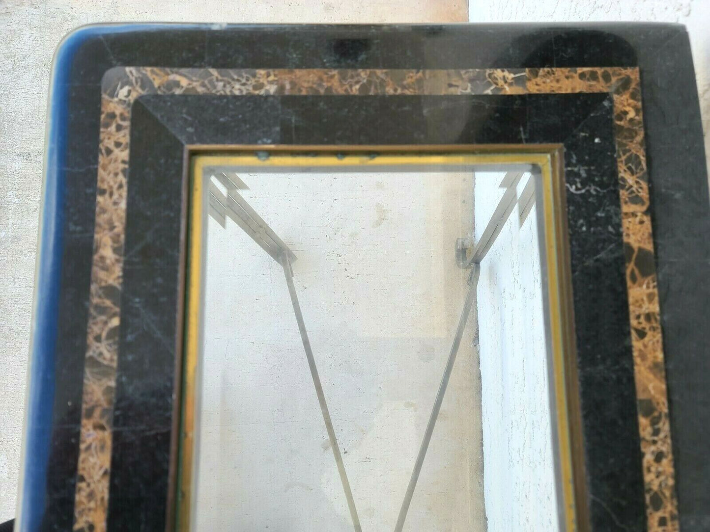 MAITLAND SMITH Tessellated Marble Brushed Steel Glass Console Sofa Table