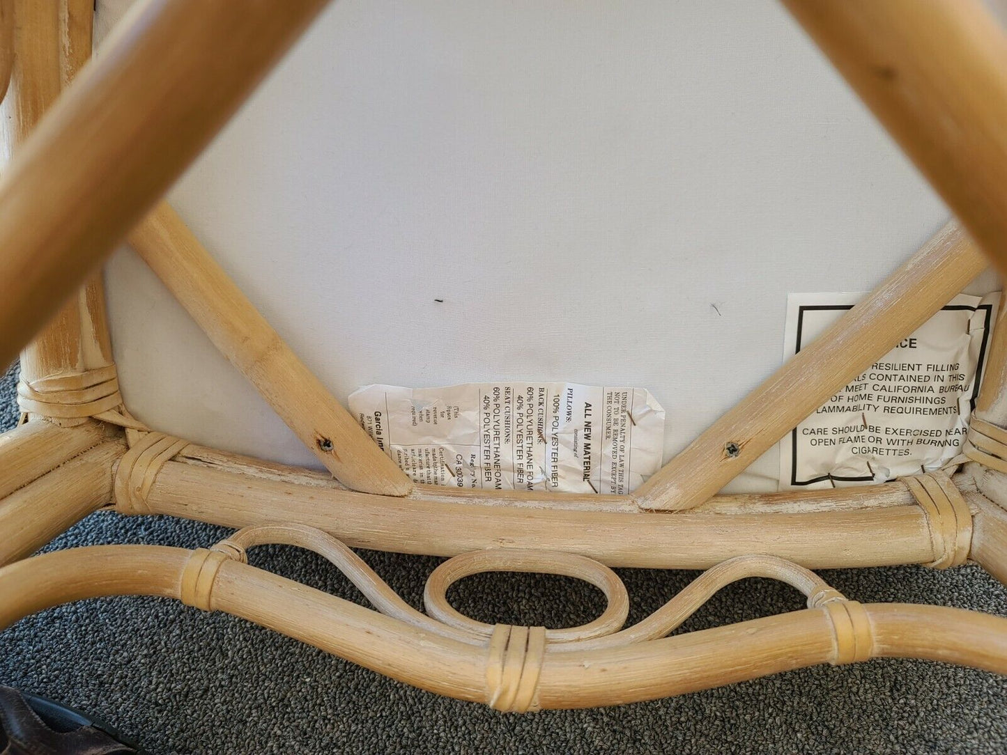 GARCIA IMPORTS Scroll Back Bentwood Bamboo Rattan Desk Dining Accent Chair Spain