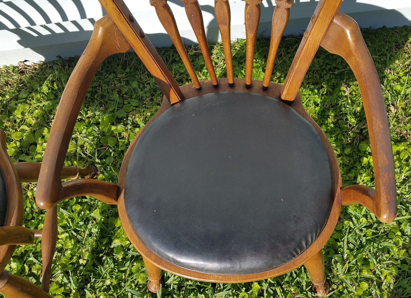 Pair Vtg Mid Century 1954 THOMASVILLE Bentwood Windsor Dining Armchairs Bowback