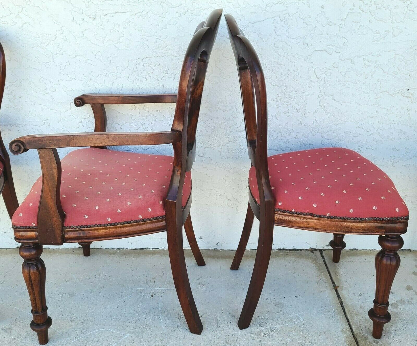 Antique English Walnut Petite Dining Chairs - Set of 4
