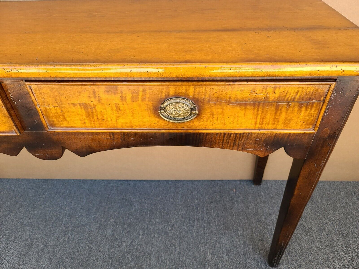 BAKER MILLING ROAD Italian Solid Maple 2 Drawer Console Sofa Table Made in Italy