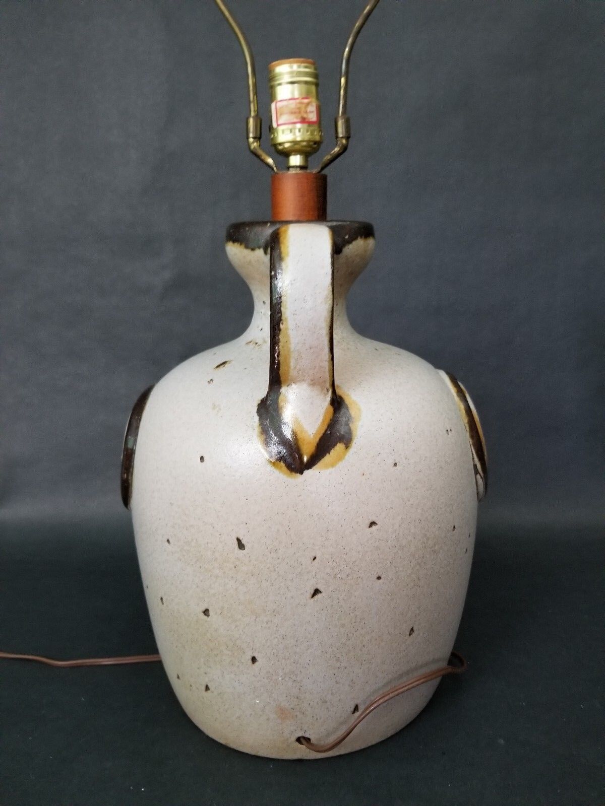Vtg Ceramic Jug New Jersey Chicken LIBERTY FOREVER 1809 Folk Art Table Lamp