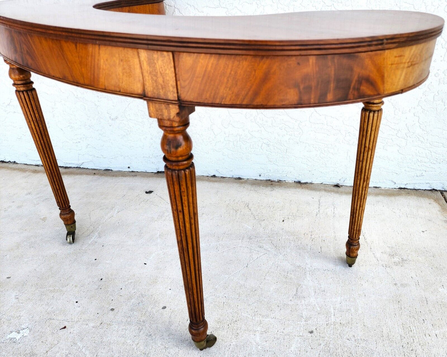 Wood Console Table Desk Mid Century Kidney Horseshoe Shape