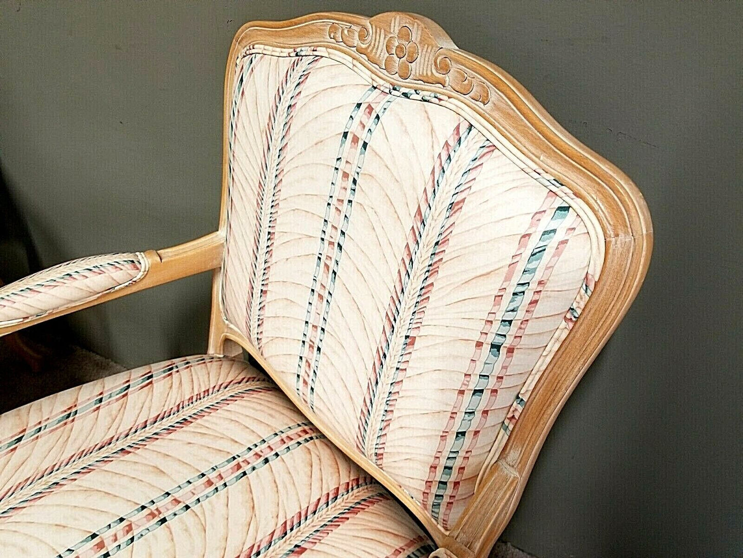 2 CHATEAU DA'X Country French Provincial Tropical Carved Wood Fauteuil Armchairs