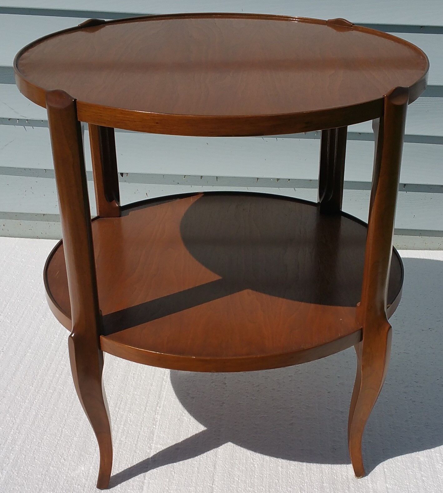 VTG Bodart French Country Provincial 2 Tier Side End Lamp Wood Occasional Table