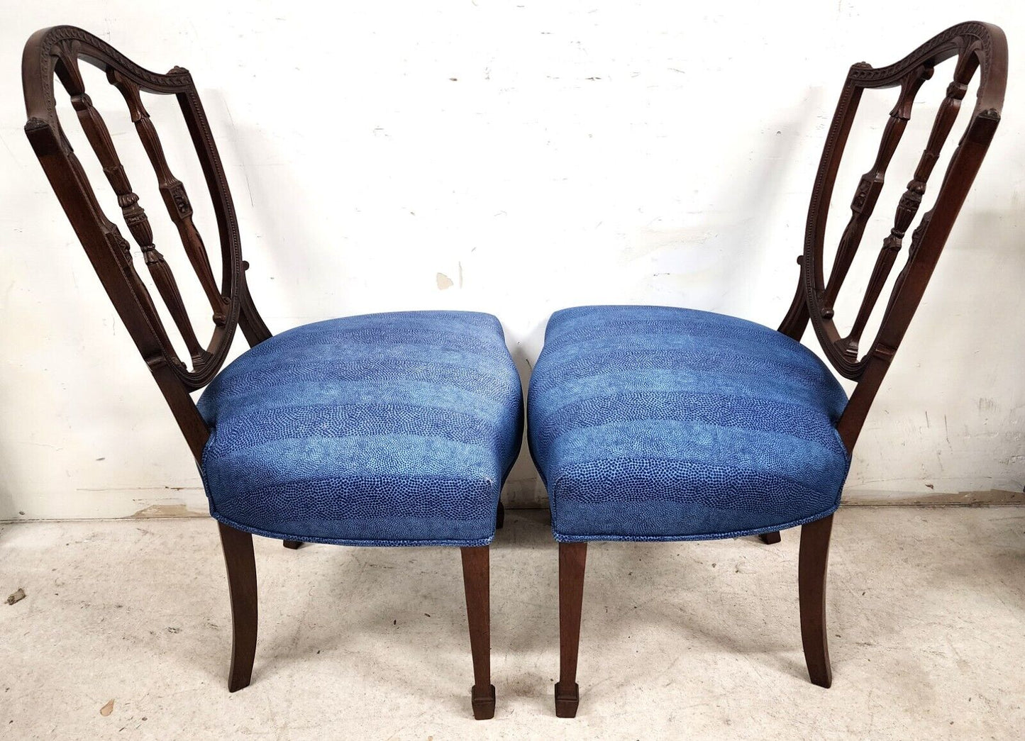 Antique George III Accent Side Chairs Shield Back Mahogany 19th Century Set of 2