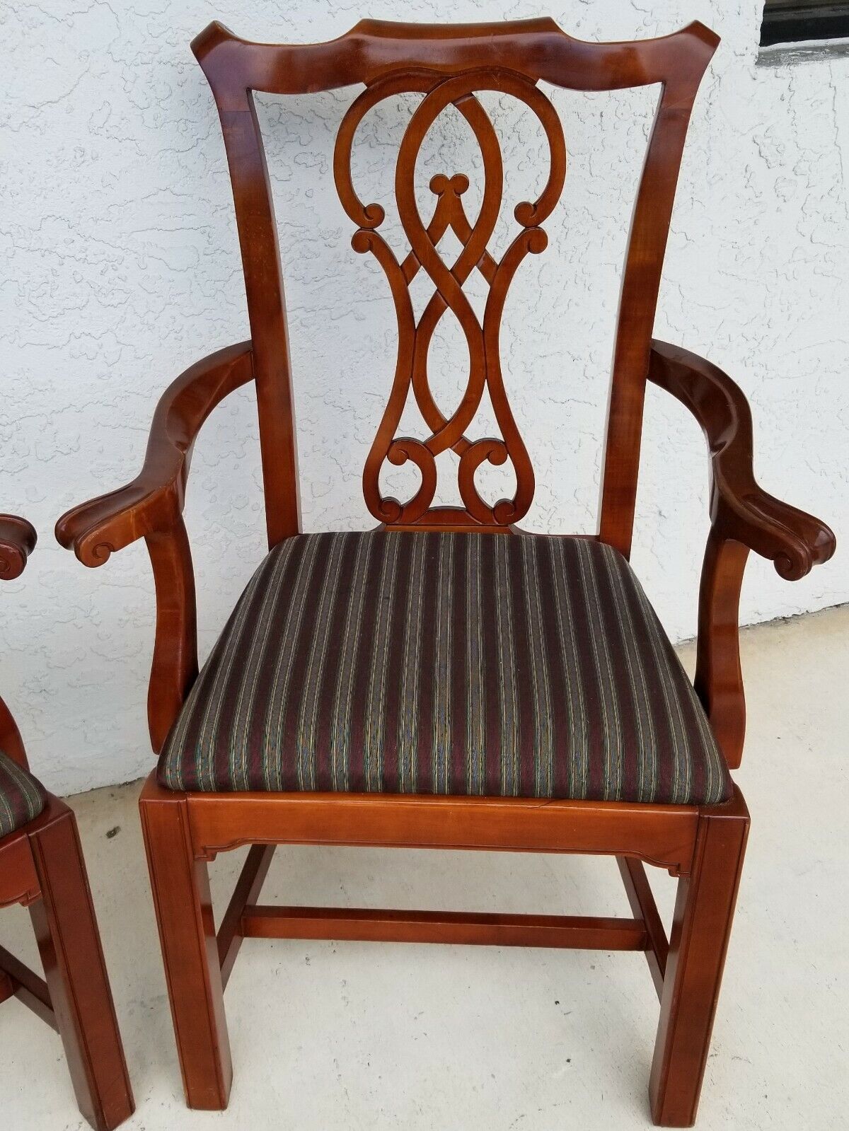 1996 Pair of BERNHARDT #1815 Chippendale Style Armchairs Dining Accent Chairs