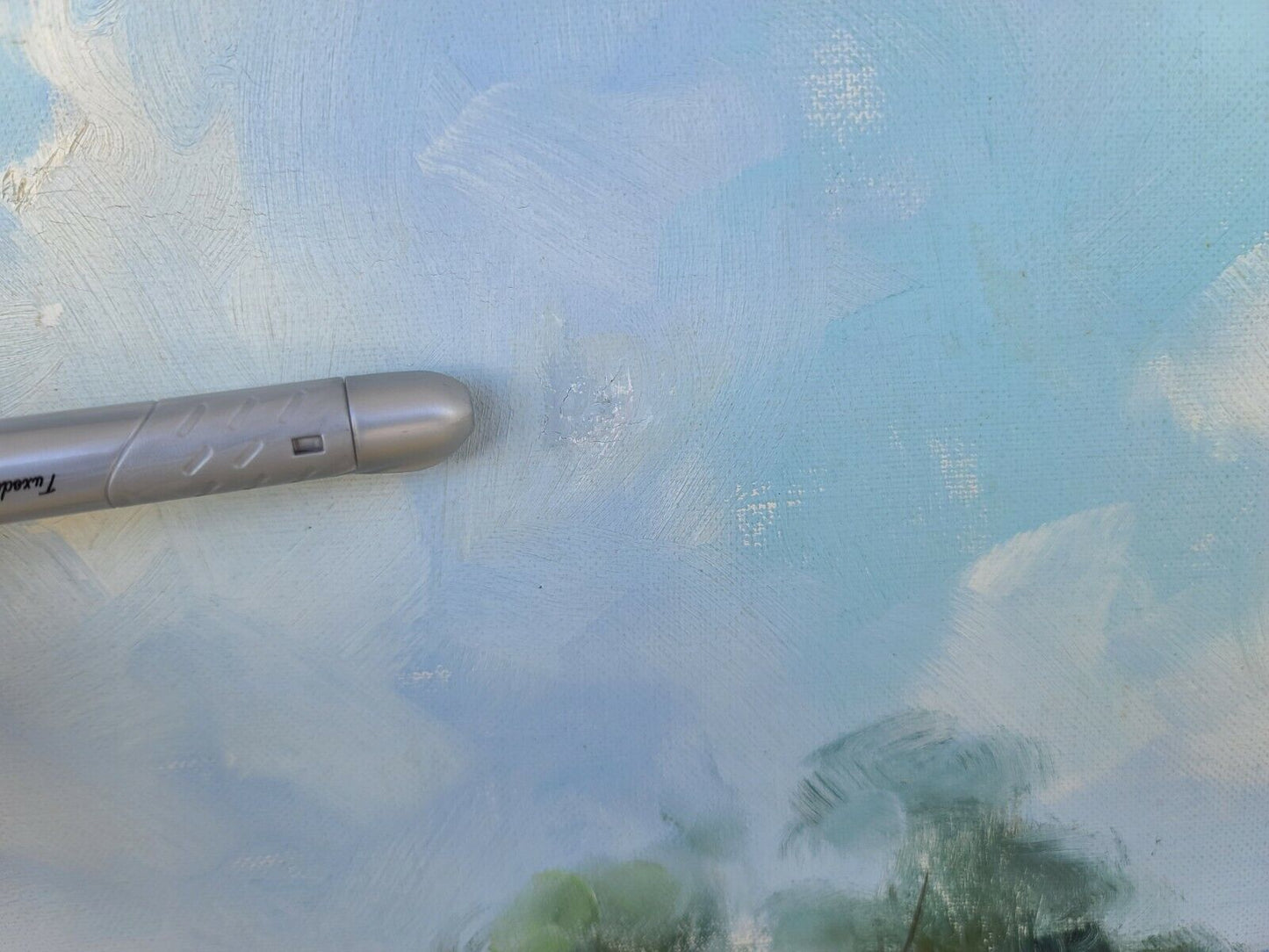 Vintage Signed Cityscape Village Landscape Oil Painting Framed