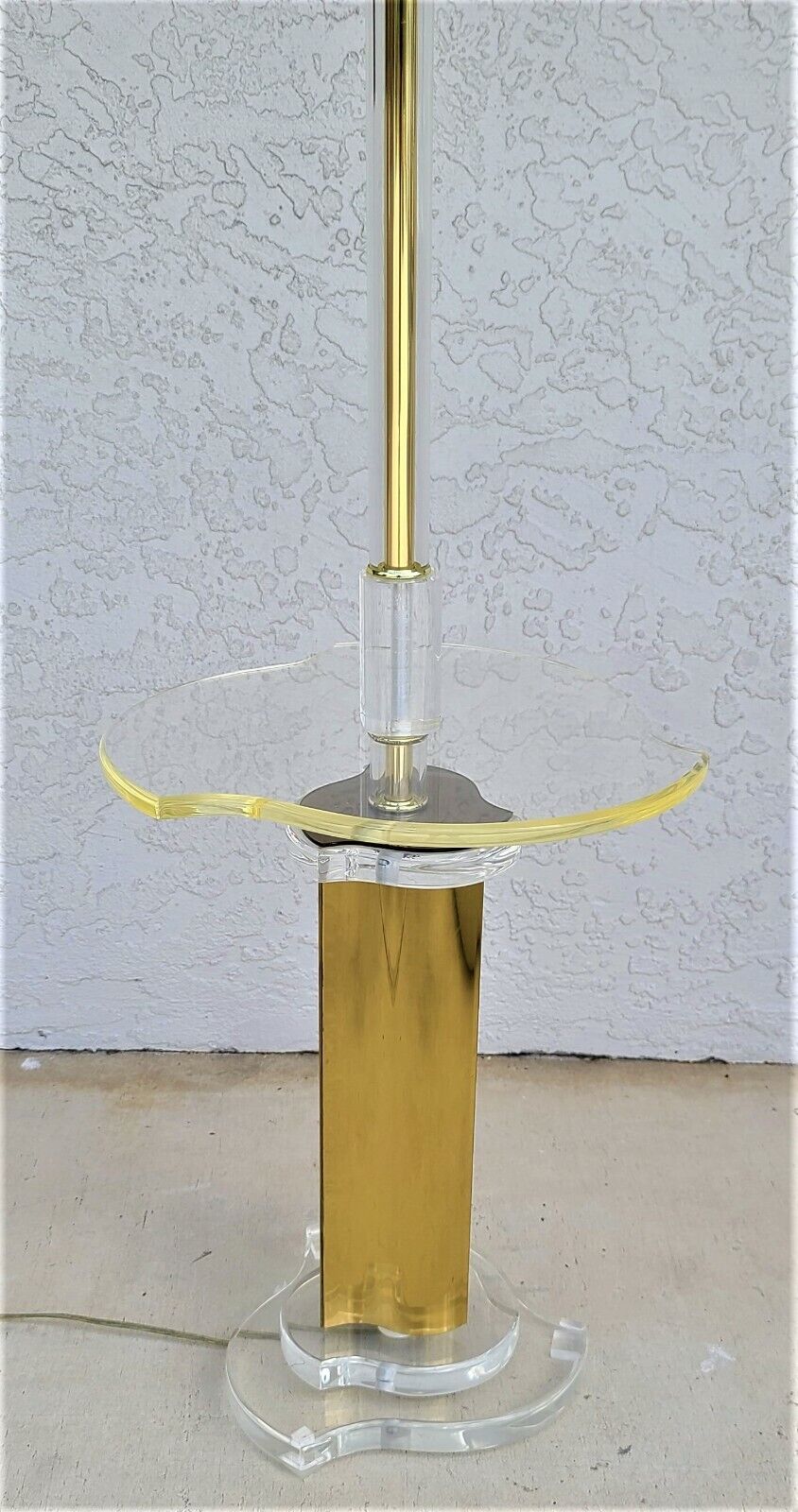 Vintage Art Deco BAUER Lucite & Brass Floor Lamp With Table