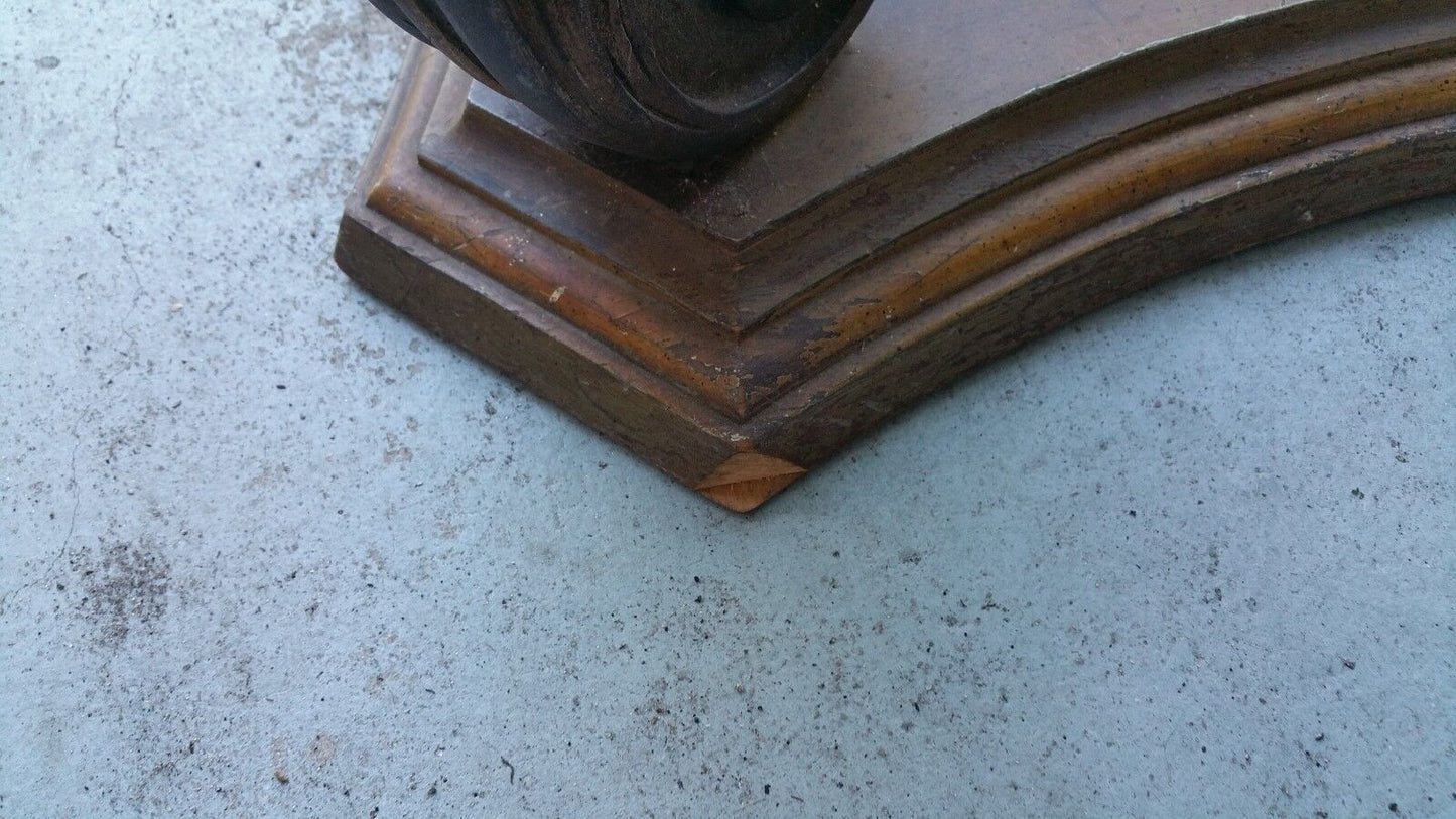Vtg Weiman Heirloom Quality Side End Table Hand Carved Wood Glass Brass