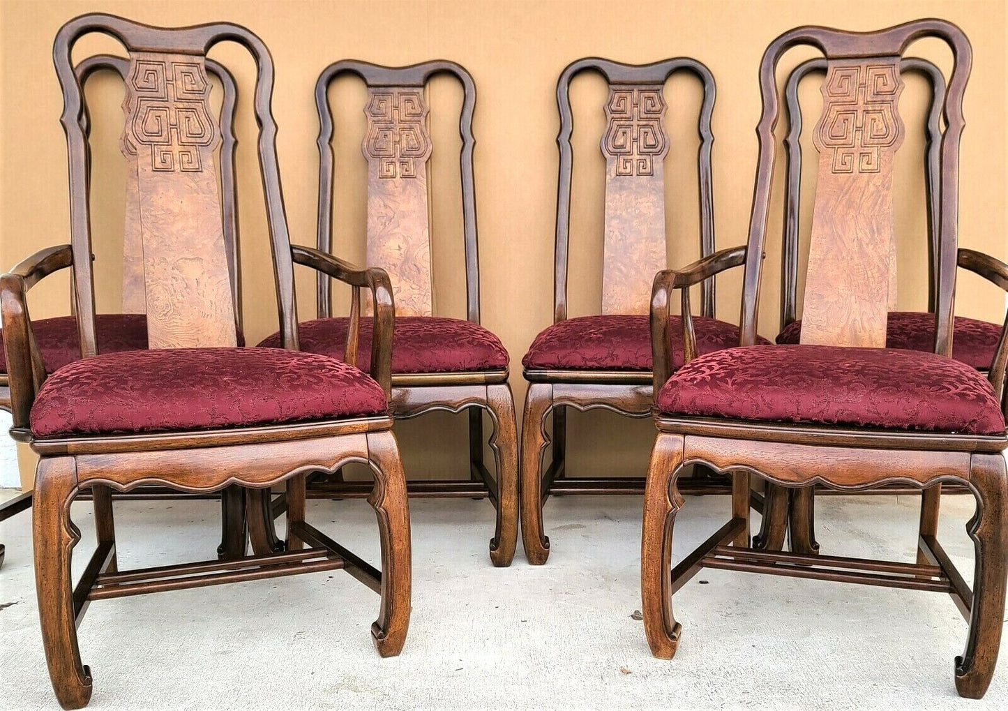 Asian Ming Solid Mahogany Dining Armchairs by UNIVERSAL FURNITURE - Set of 2