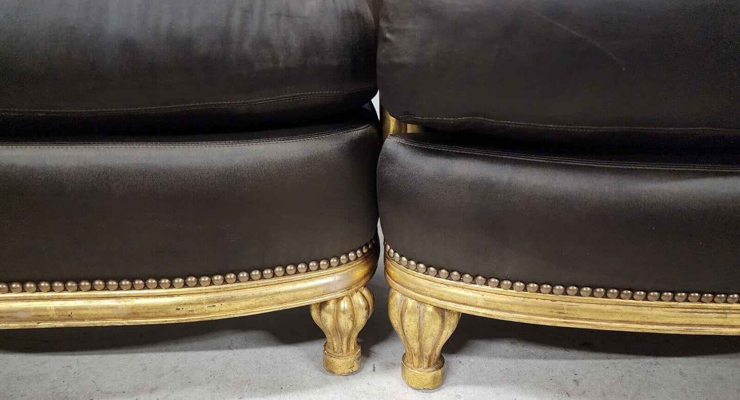 Art Deco Gilt Finish Club Chair & Ottoman