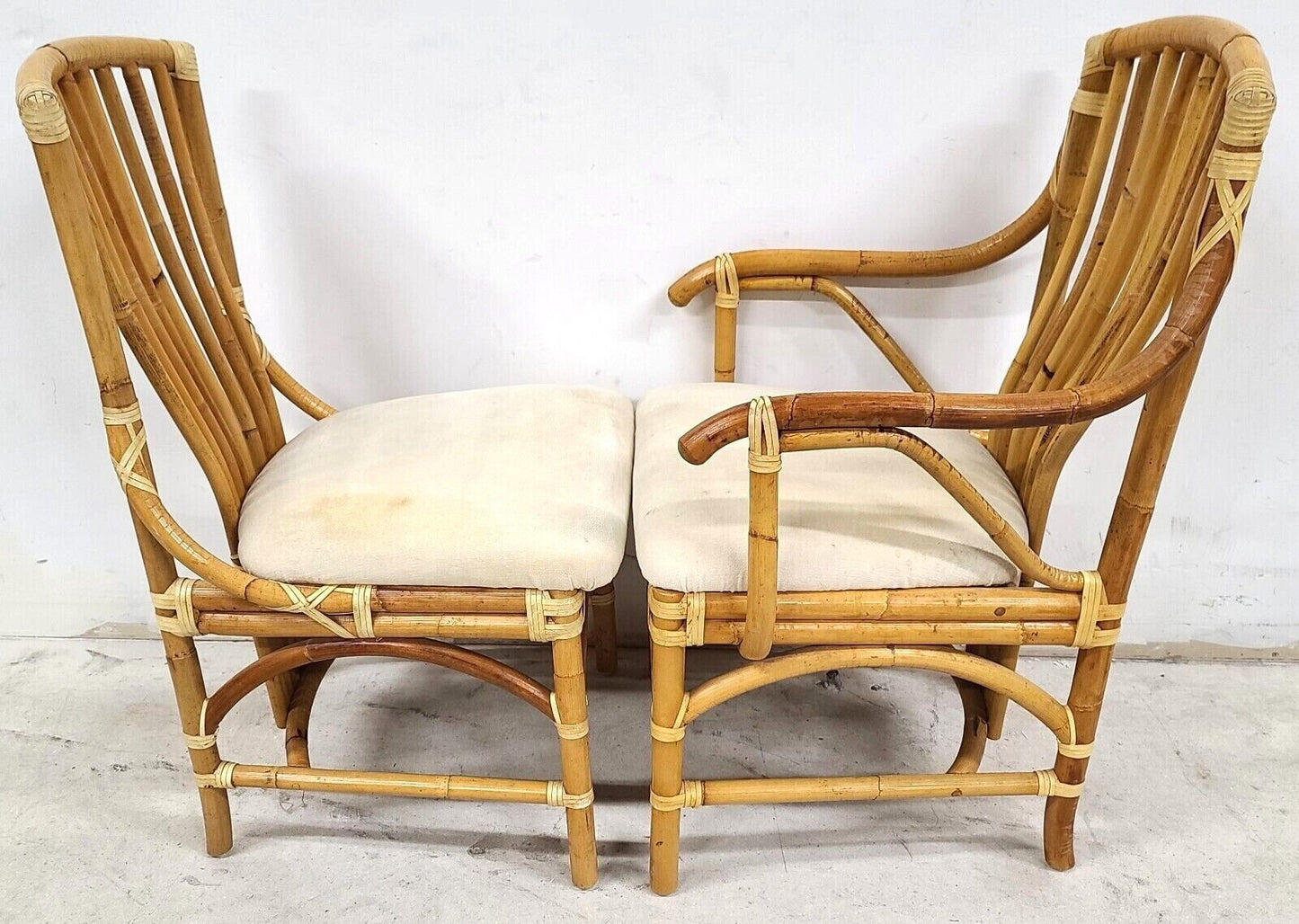 Vintage 1970s Bamboo Rattan Chairs - Set of 4