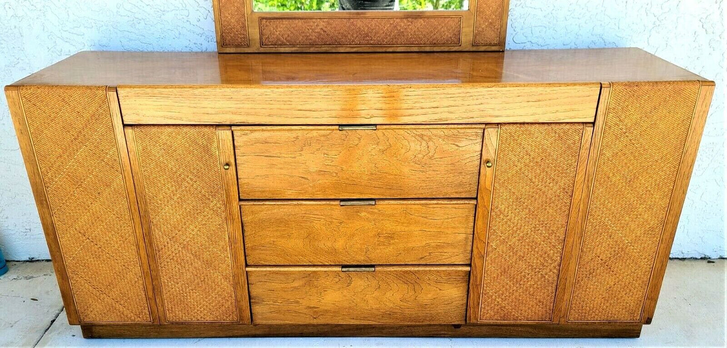 Vintage MCM Dresser Credenza Glass Top by FOUNDERS