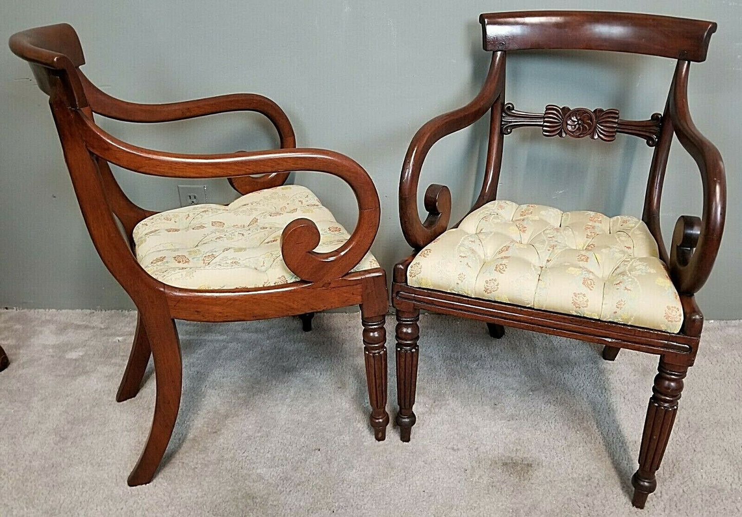 Antique 1800's George III Style Mahogany English Regency Desk Vanity Chair