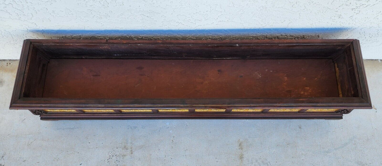 Antique English Tile Mahogany Planter Rolling 1930's