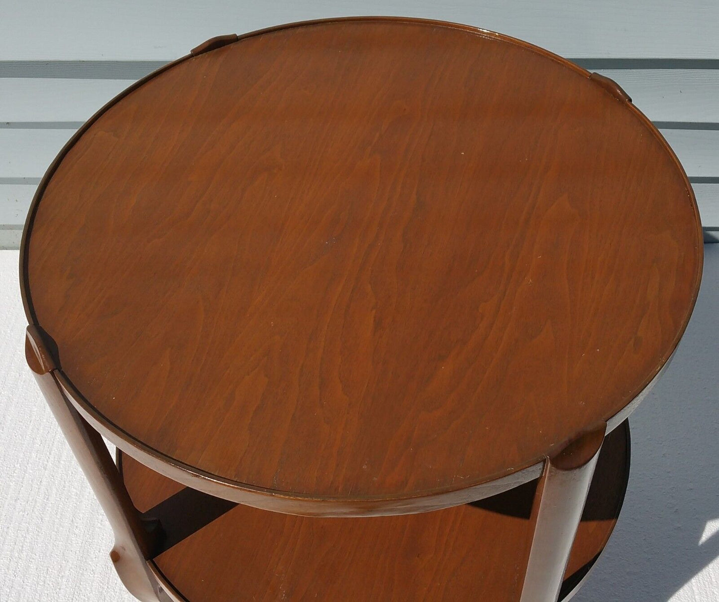 VTG Bodart French Country Provincial 2 Tier Side End Lamp Wood Occasional Table