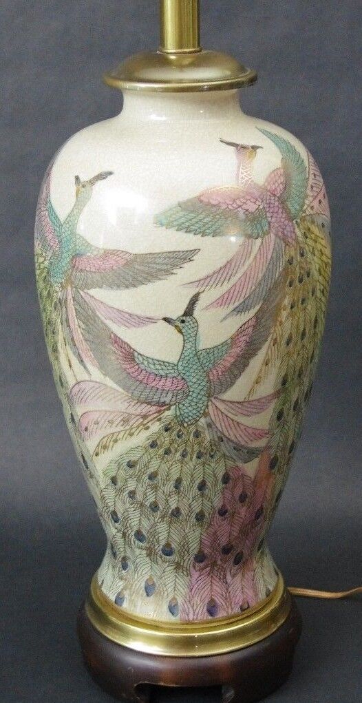 2 Mid Century MAO PERIOD Amphora Elephants Butterflies Flowers Chinese Table Lamps