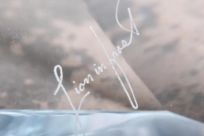 MCM Lucite Dining Table With Glass Signed by Lion In Frost