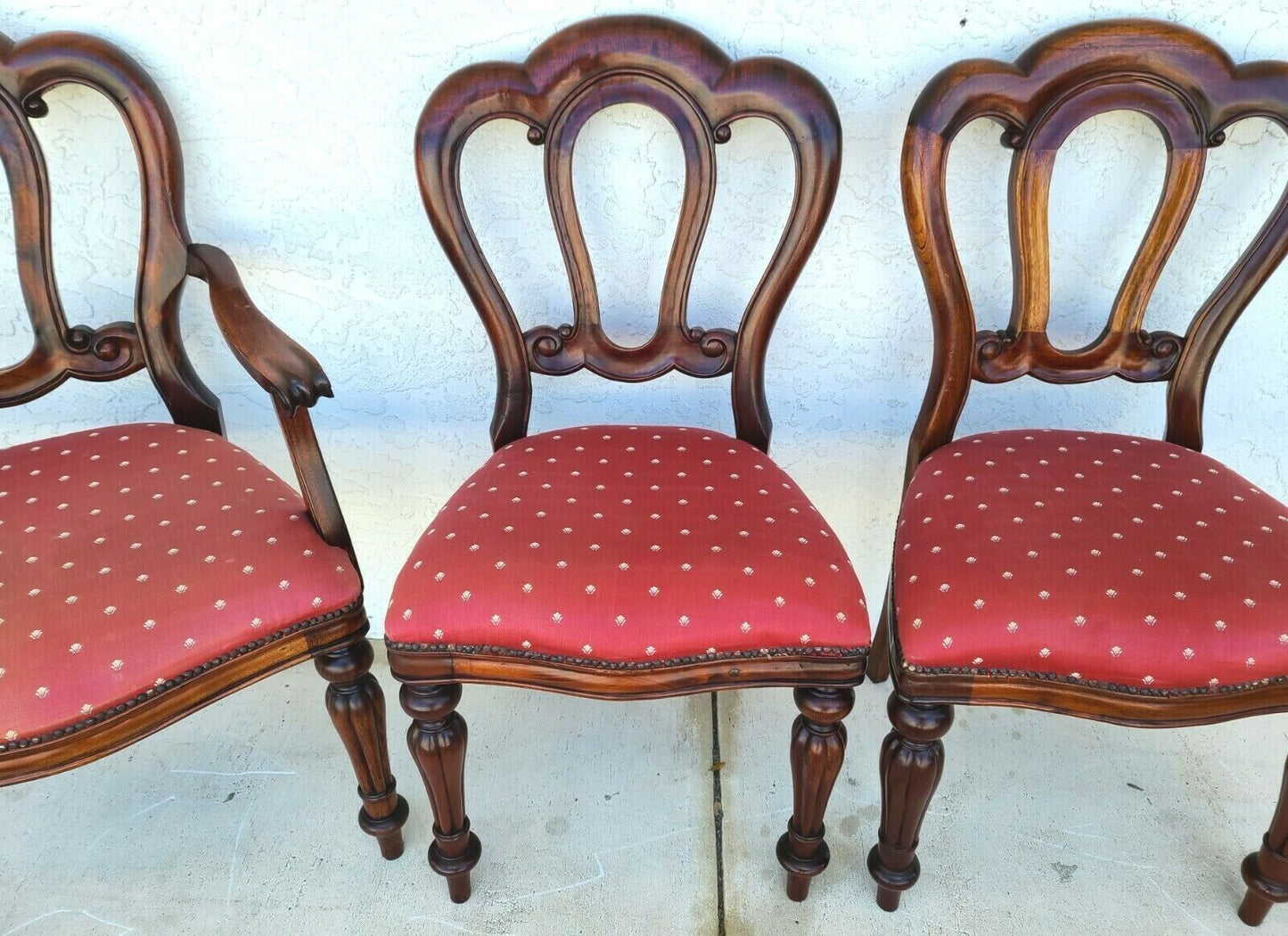Antique English Walnut Petite Dining Chairs - Set of 4