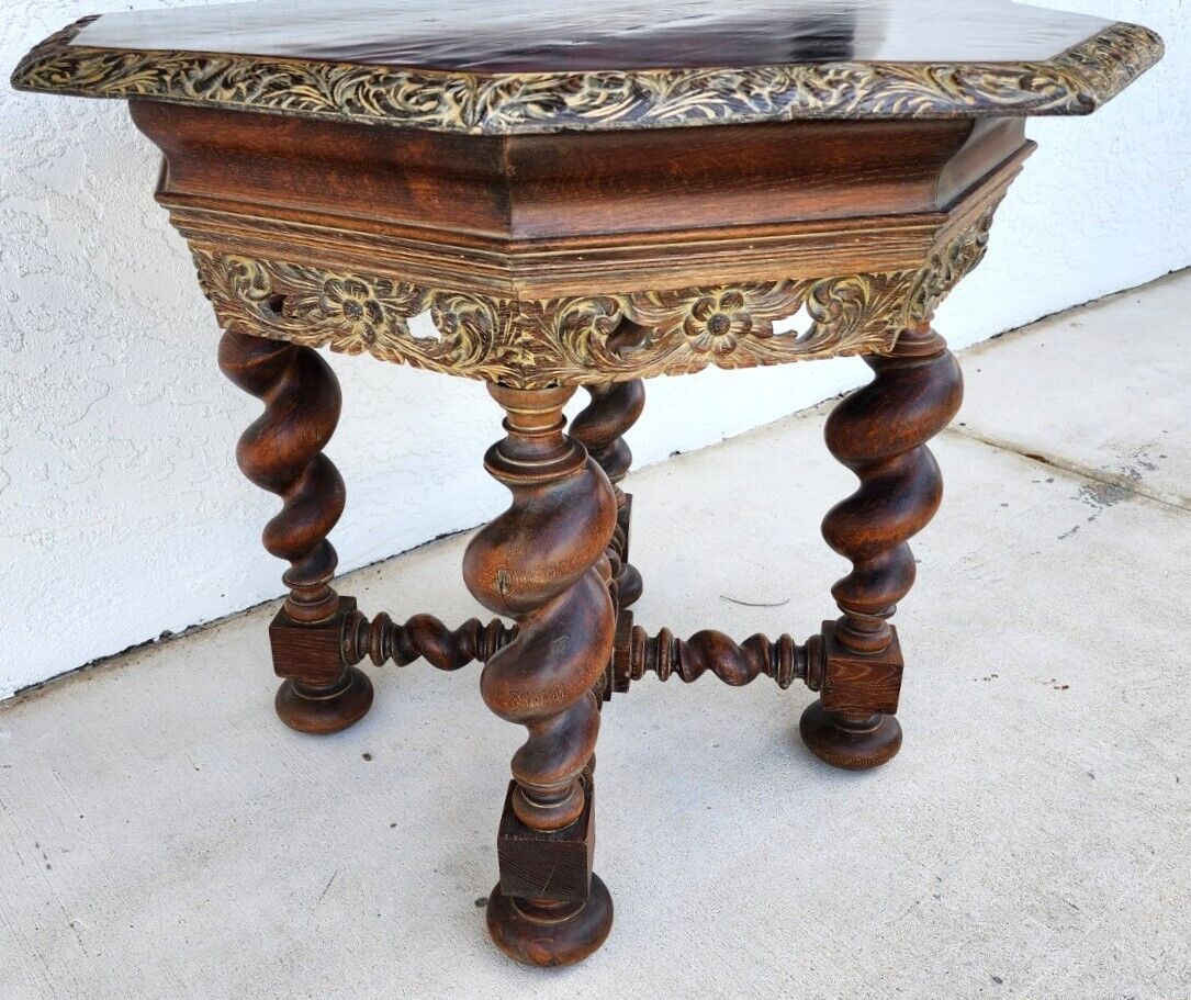 Antique French Table Louis XIII Octagonal Barley Twist 1800s