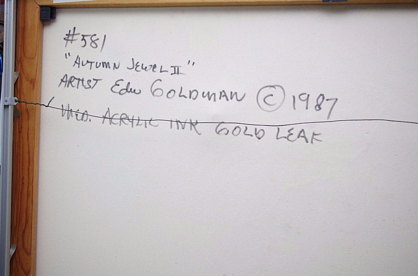 Edward Goldman (1916-2006) Abstract Acrylic Canvas Painting Signed Titled 48"