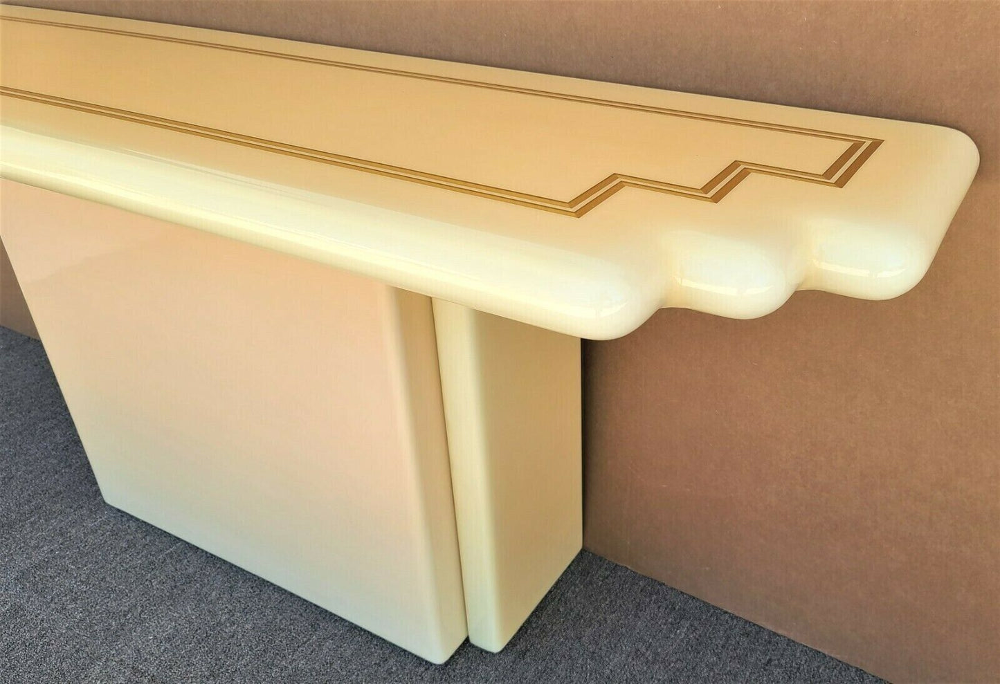 Vintage Art Deco Regency Lacquered Solid Resin Console Sofa Table 64"
