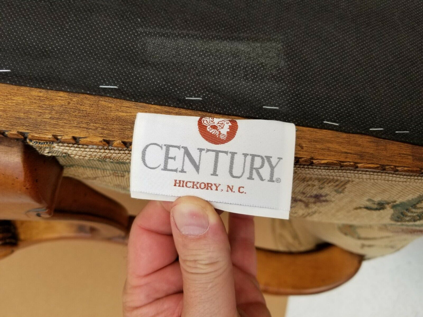 2 Chippendale Style Ball & Claw Tapestry Armchairs by CENTURY FURNITURE CO