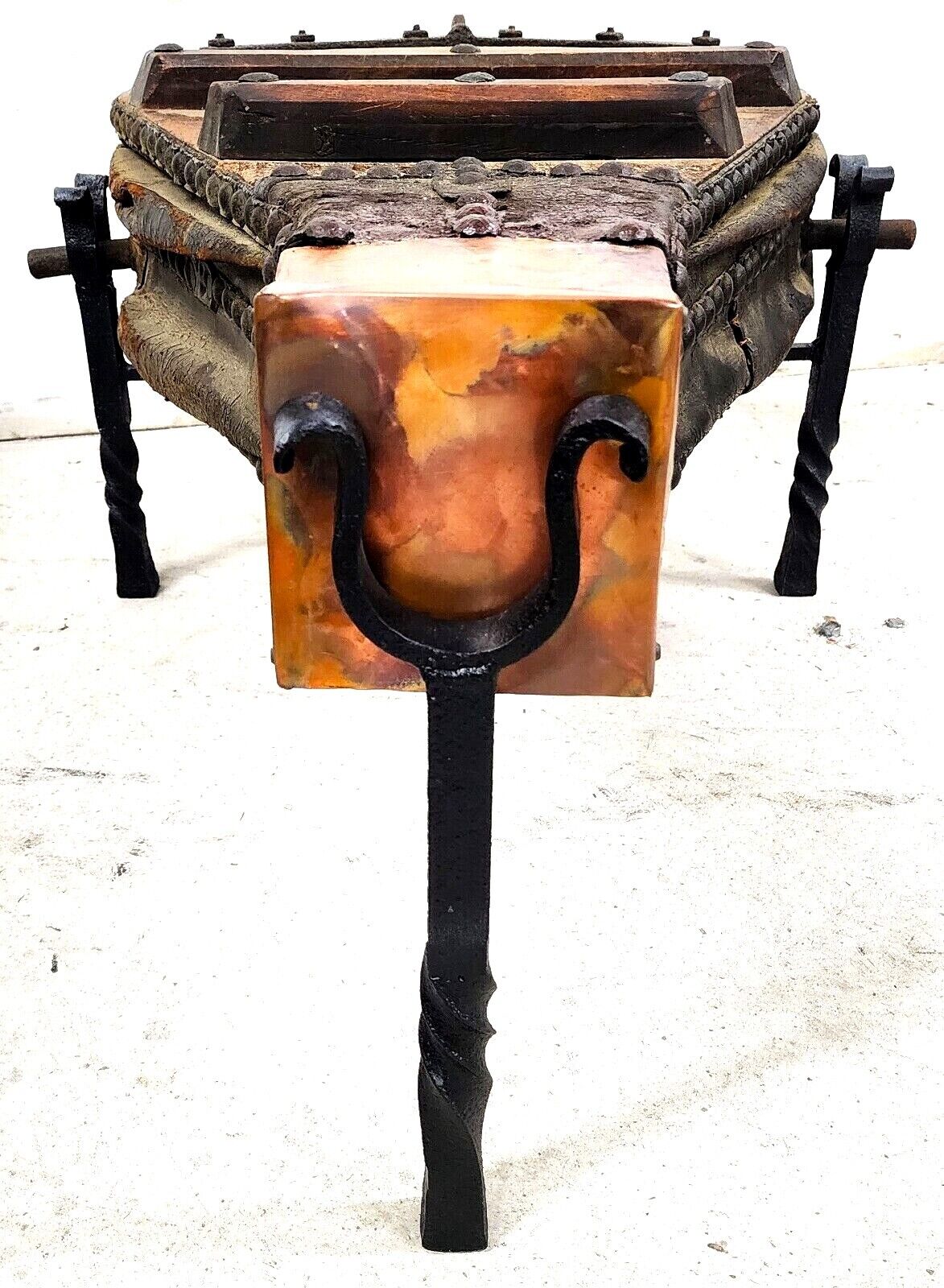1800s French Blacksmith Bellows Rustic Coffee Table