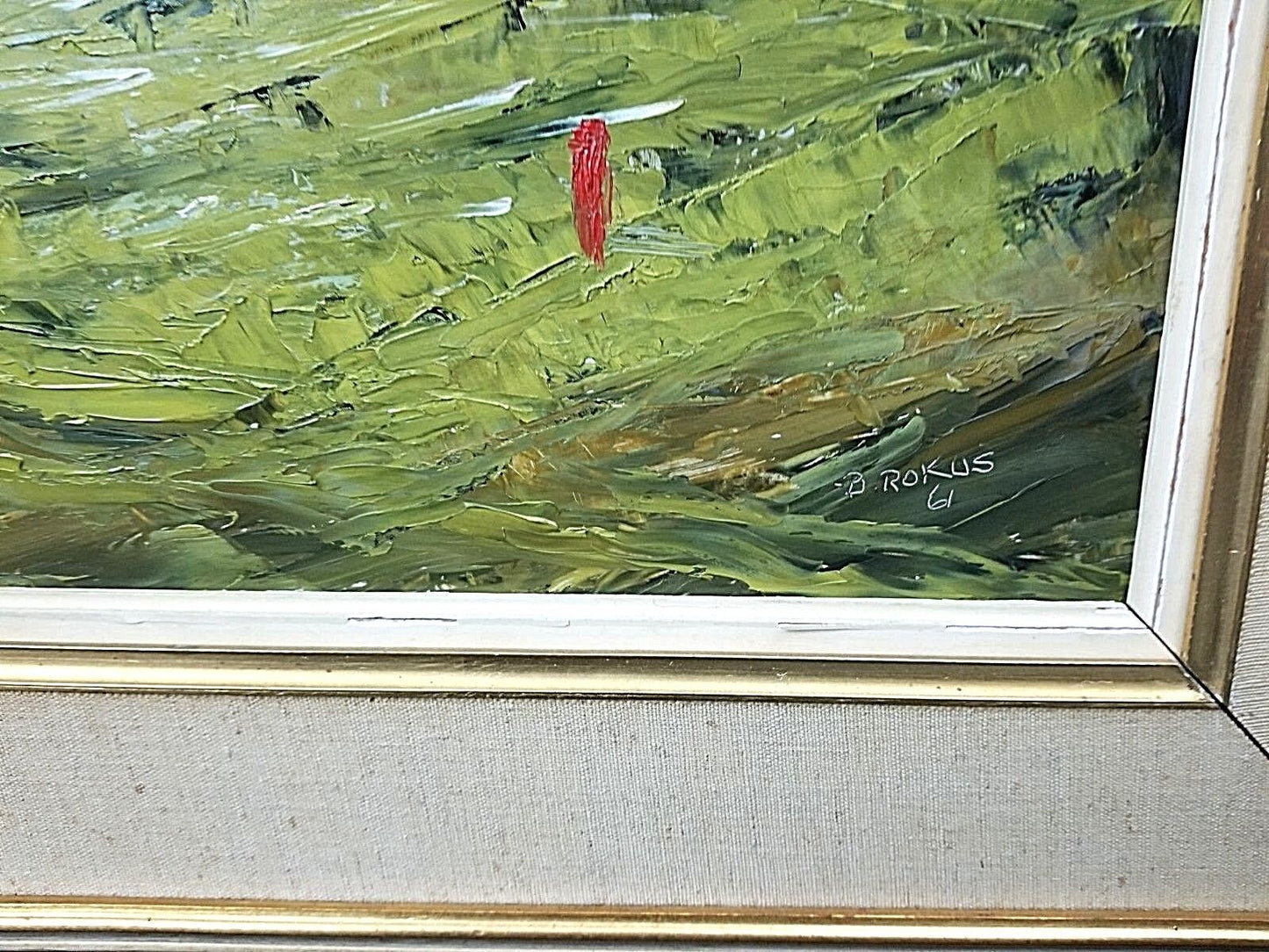 1961 Signed BERT ROKUS (listed) Expressionist Oil Painting Sailboats in Harbor