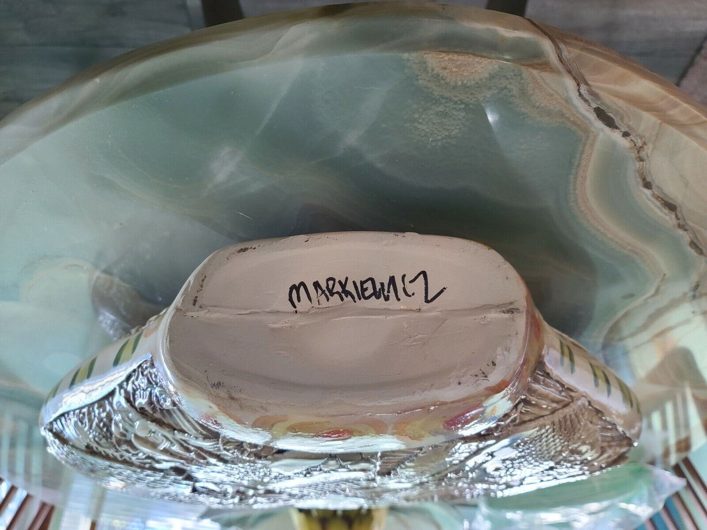 Large GAIL MARKIEWICZ Patchwork Heart Vase Studio Art Pottery