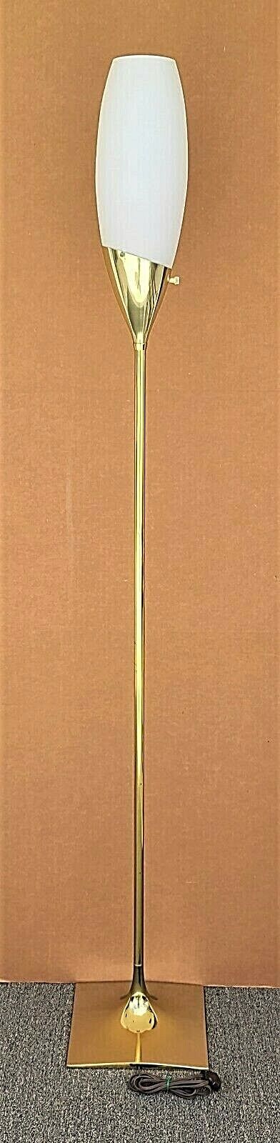 Vintage 1960's LAUREL LAMP CO Tulip Glass & Brass Floor Lamp by GERALD THURSTON