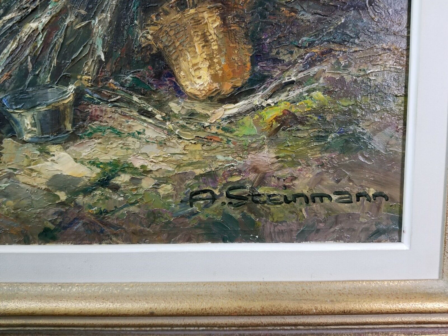 1965 Original Signed ALBERT STEINMANN Basque Spain Countryside Oil Painting