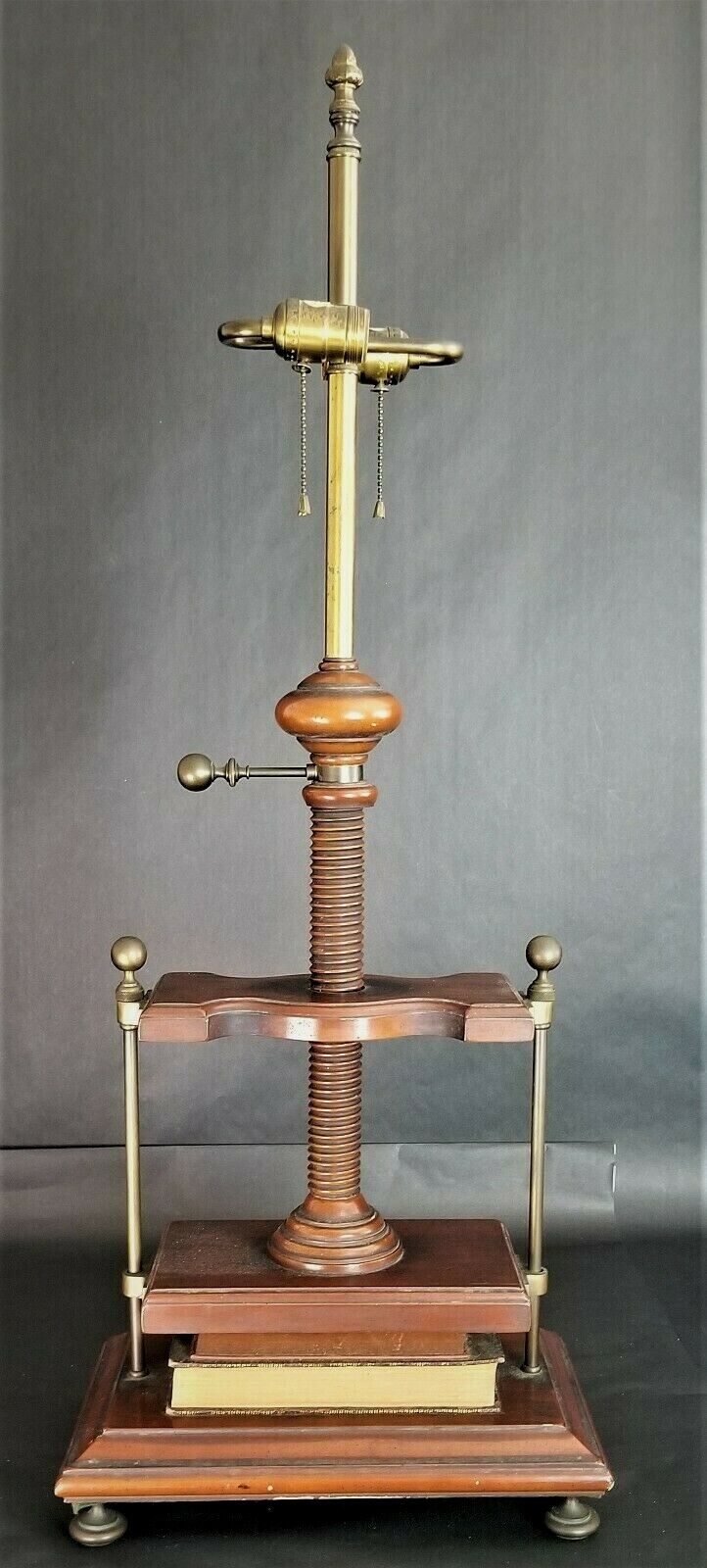 Vintage NORMAN PERRY Wood Book Press Library Table Lamp with Real Books