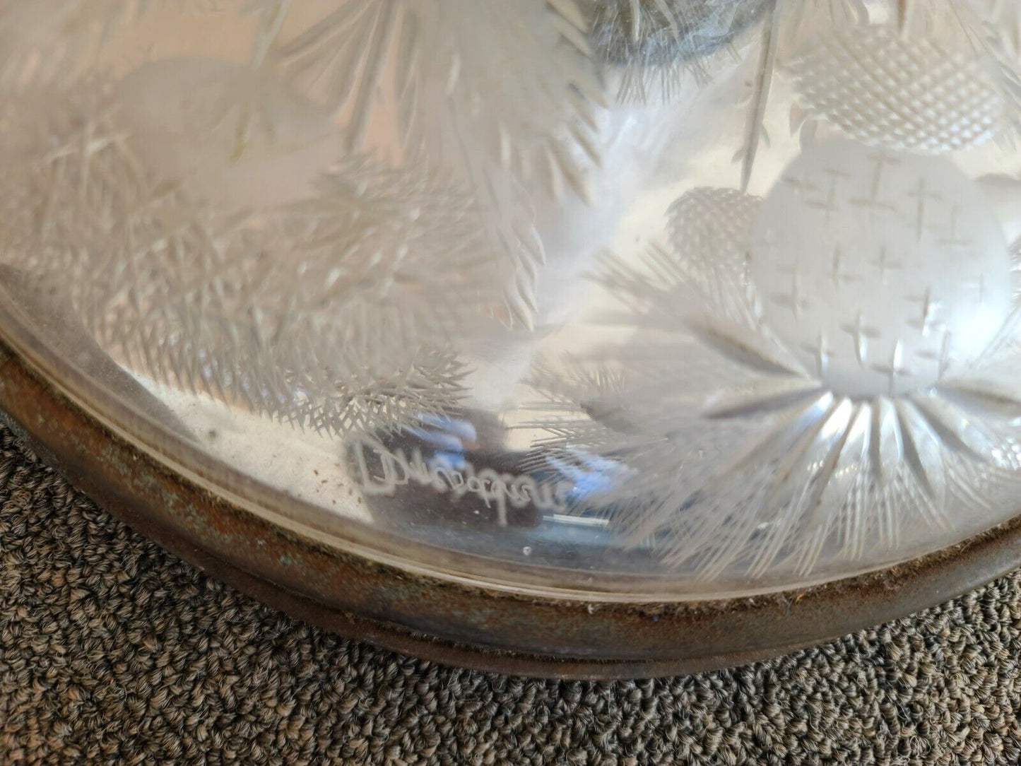 Vintage Signed Cut Thistle Pattern Lead Crystal Dual Light Floor Lamp 67"