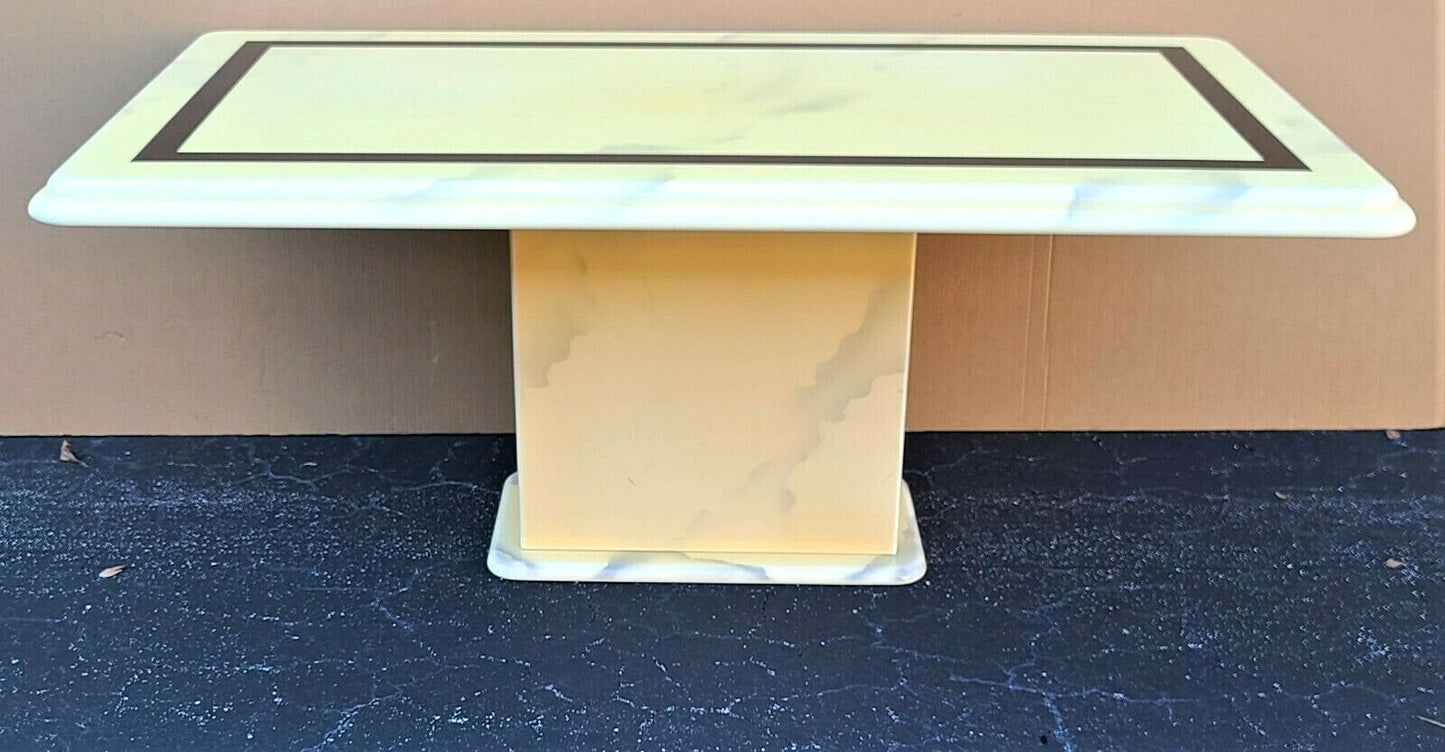 Vintage Lacquered Faux Goatskin Karl Springer Style Pedestal Dining Table