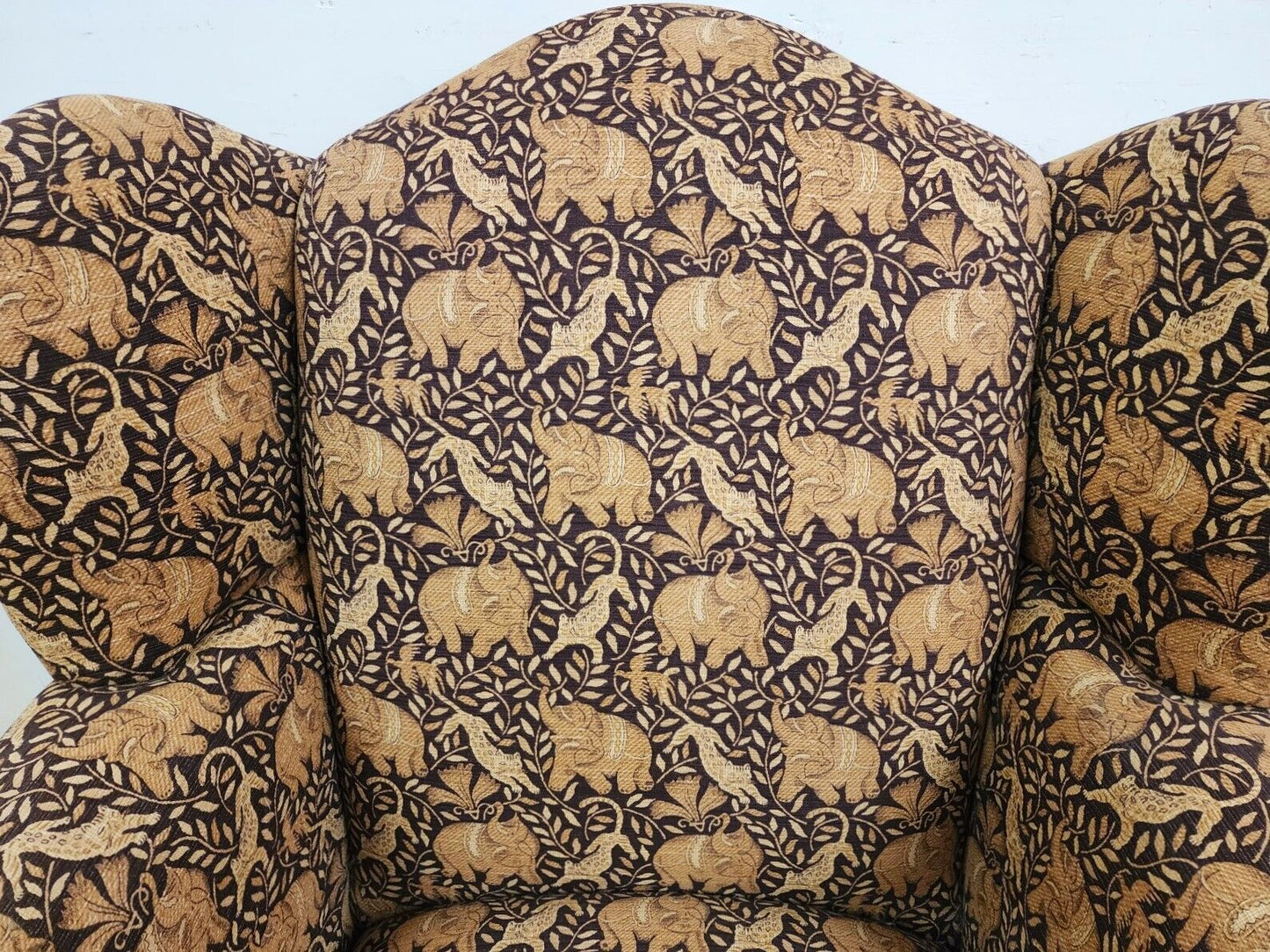 Wingback Armchair & Ottoman Elephants & Leopards Custom Designer